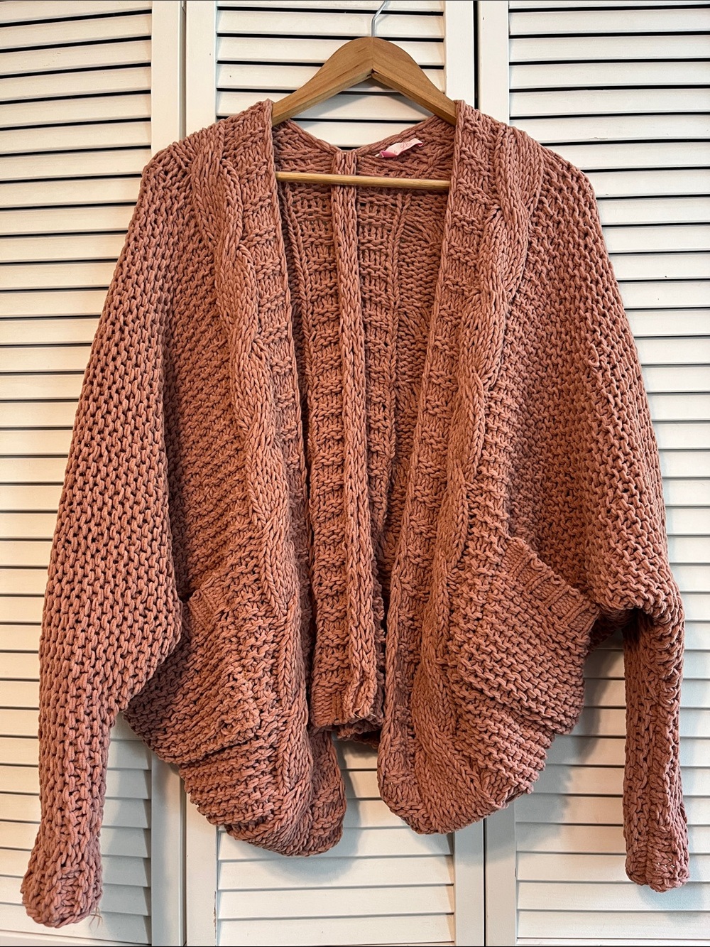 Pink Lily Chunky Open-Front Cardigan - Dusty Rose Mauve